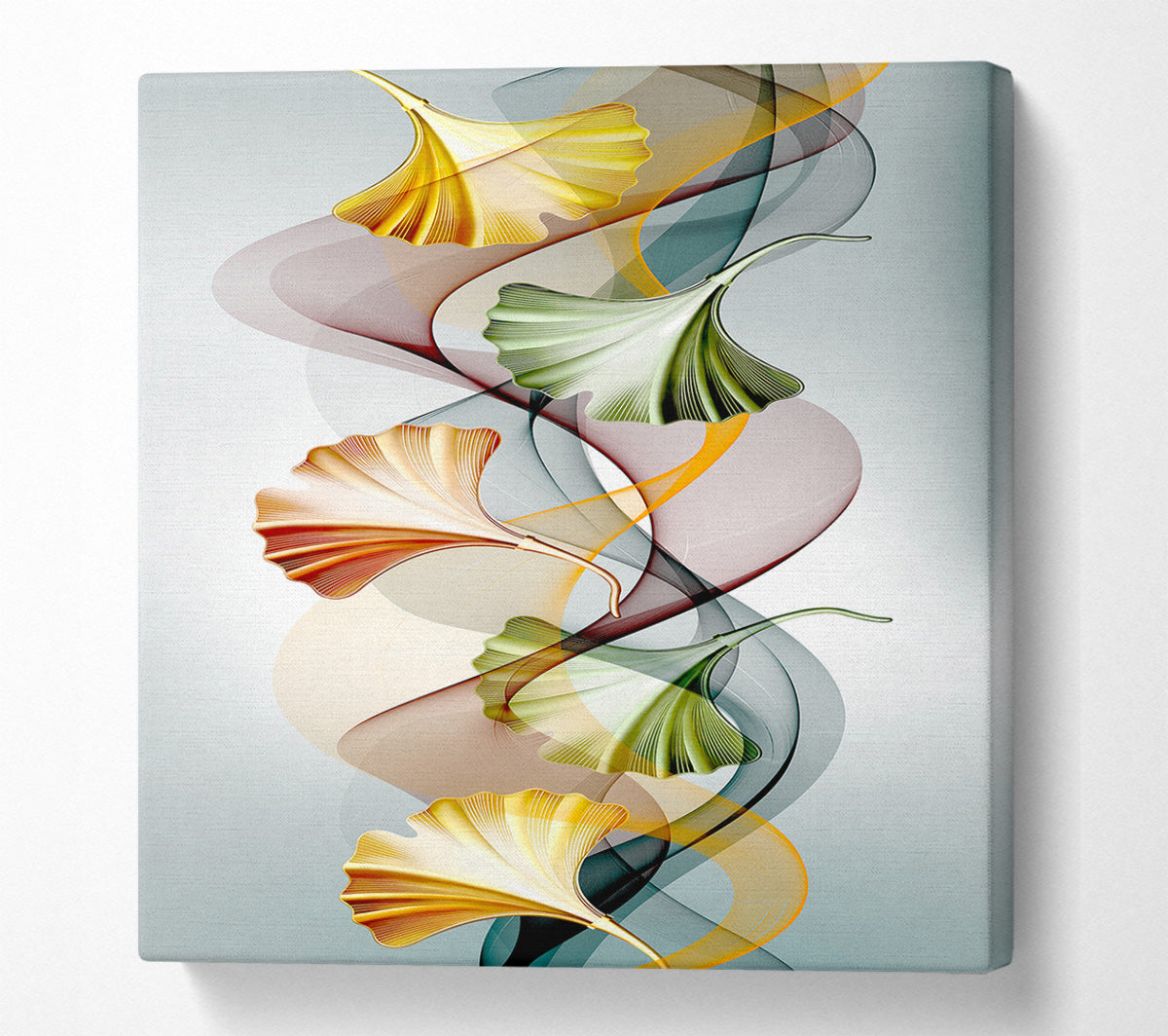 Vibrant Coloured Leaves Swirl Canvas Wall Art