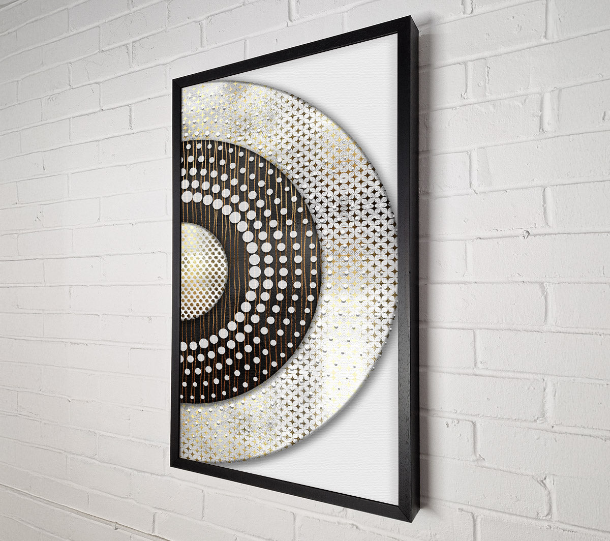 White Circle Abstract Dots Canvas Wall Art