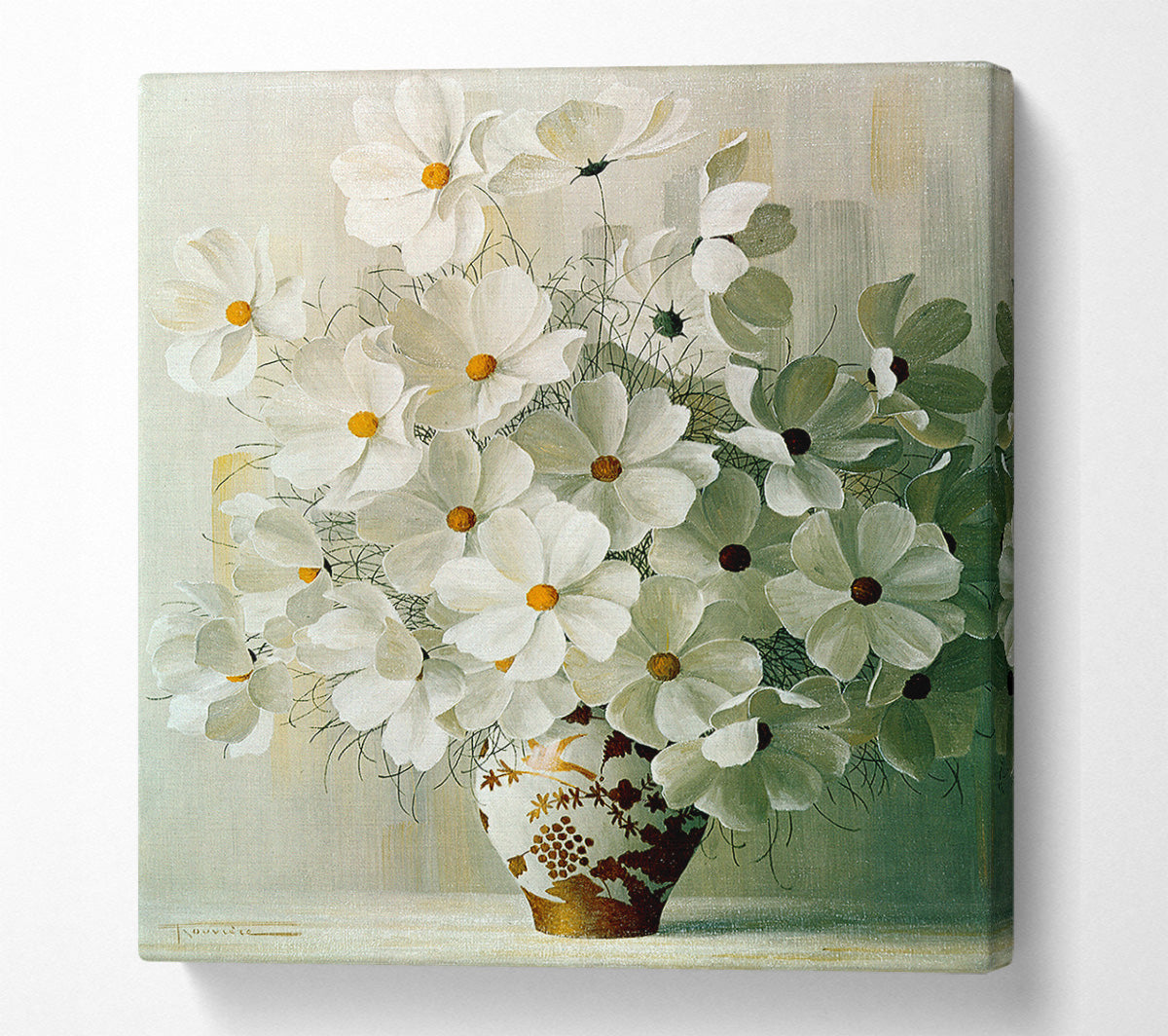 White Flower In A Vase Canvas Print