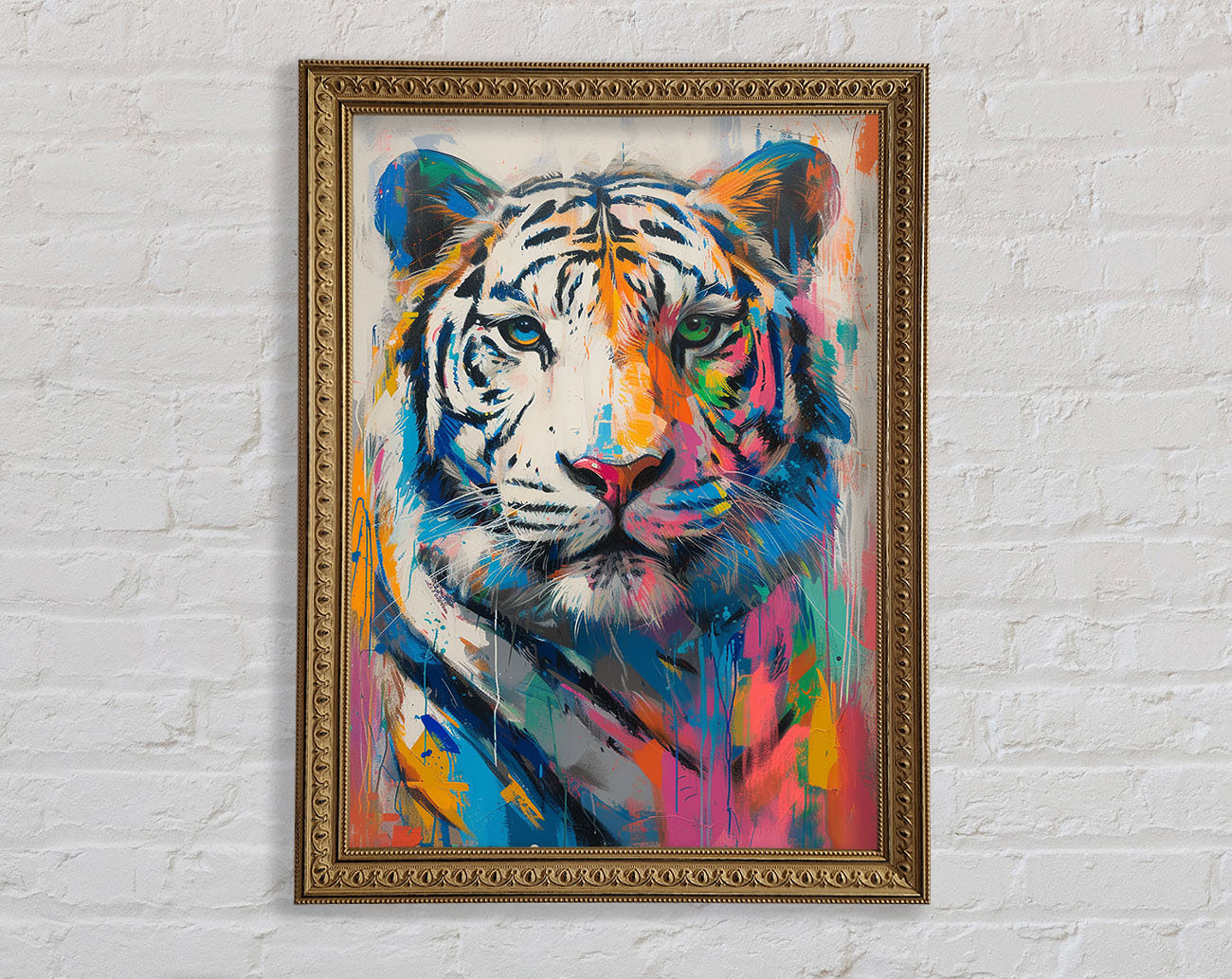 White Tiger Colour Framed Print