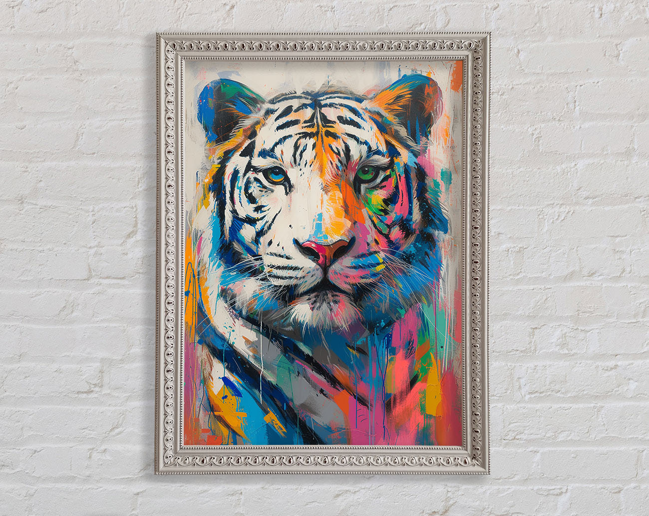 White Tiger Colour Framed Print