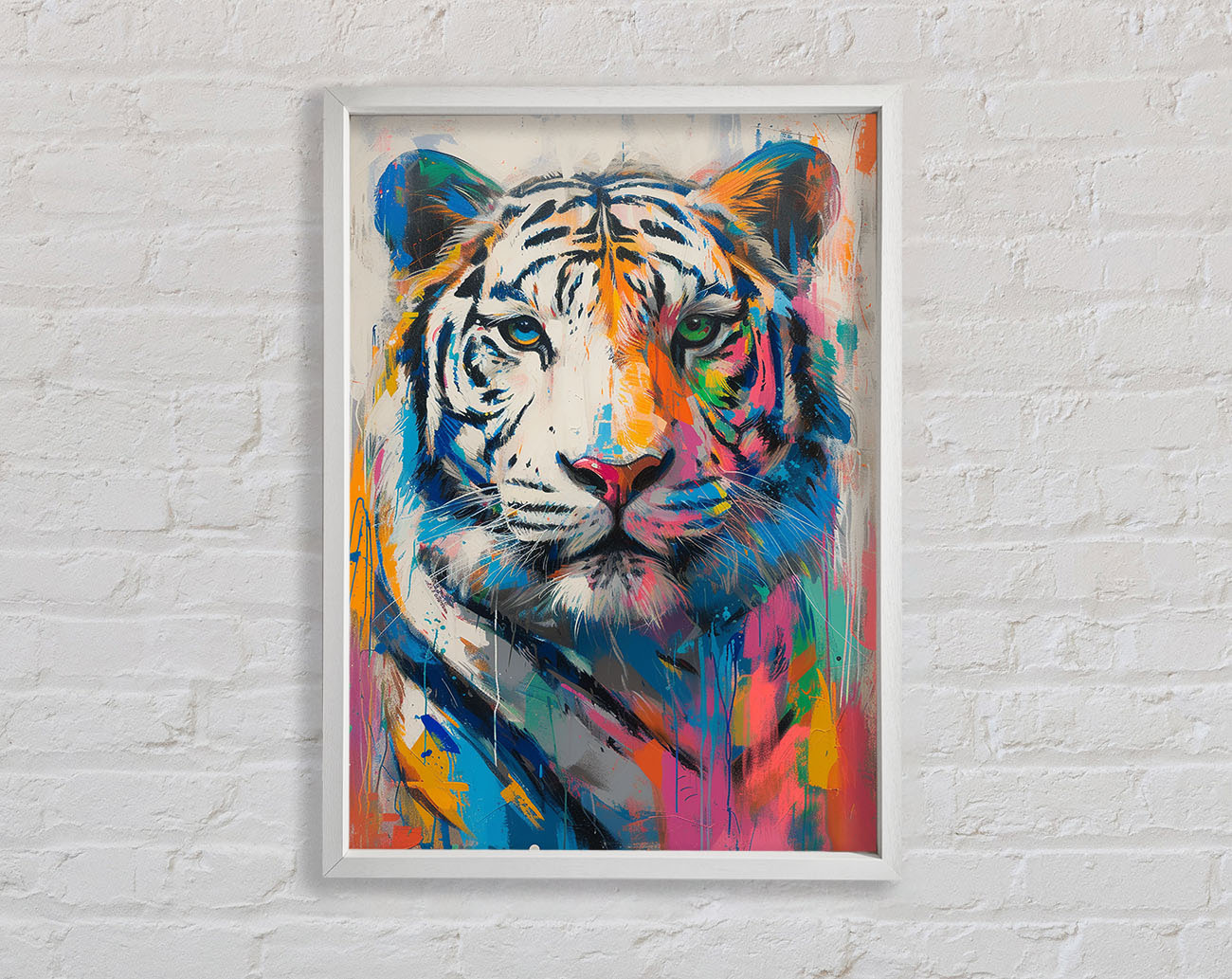 White Tiger Colour Framed Print