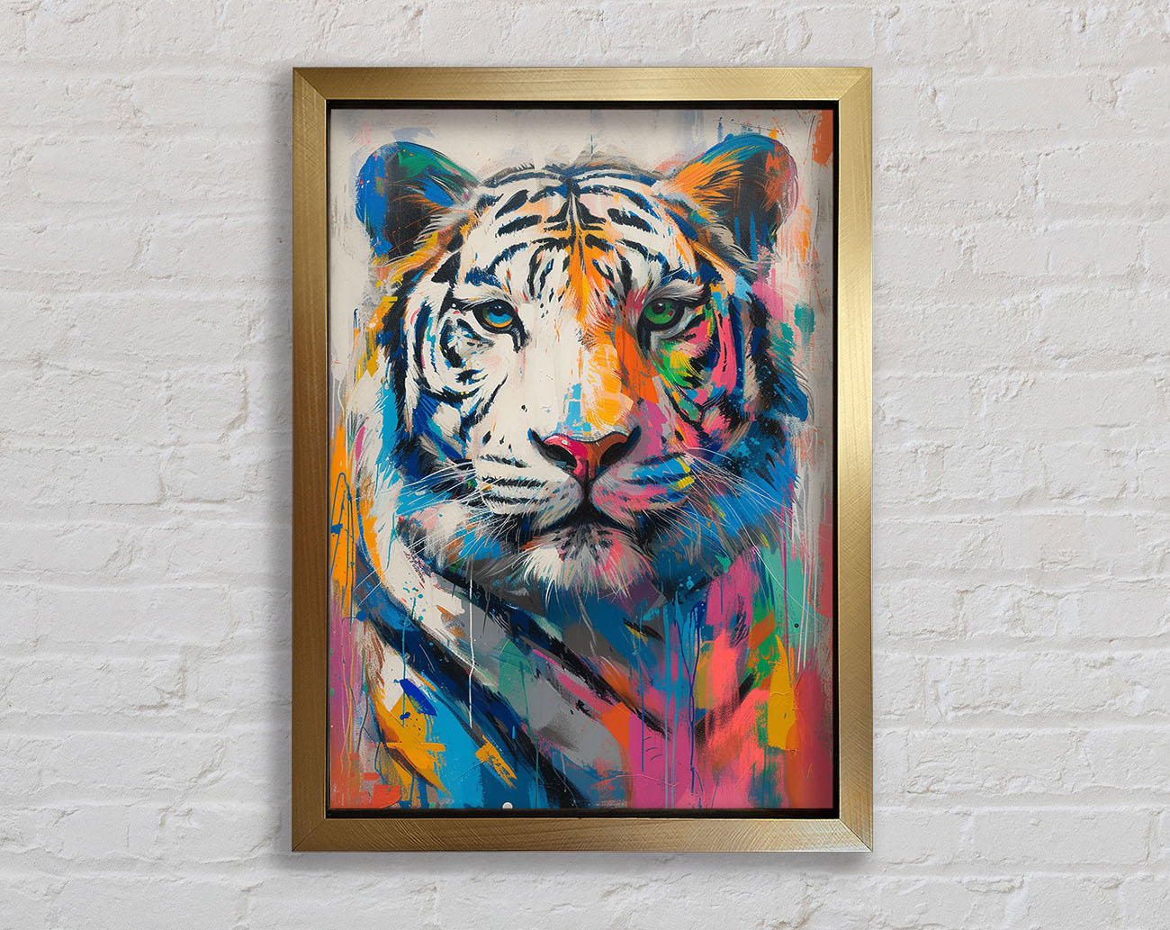White Tiger Colour Framed Print