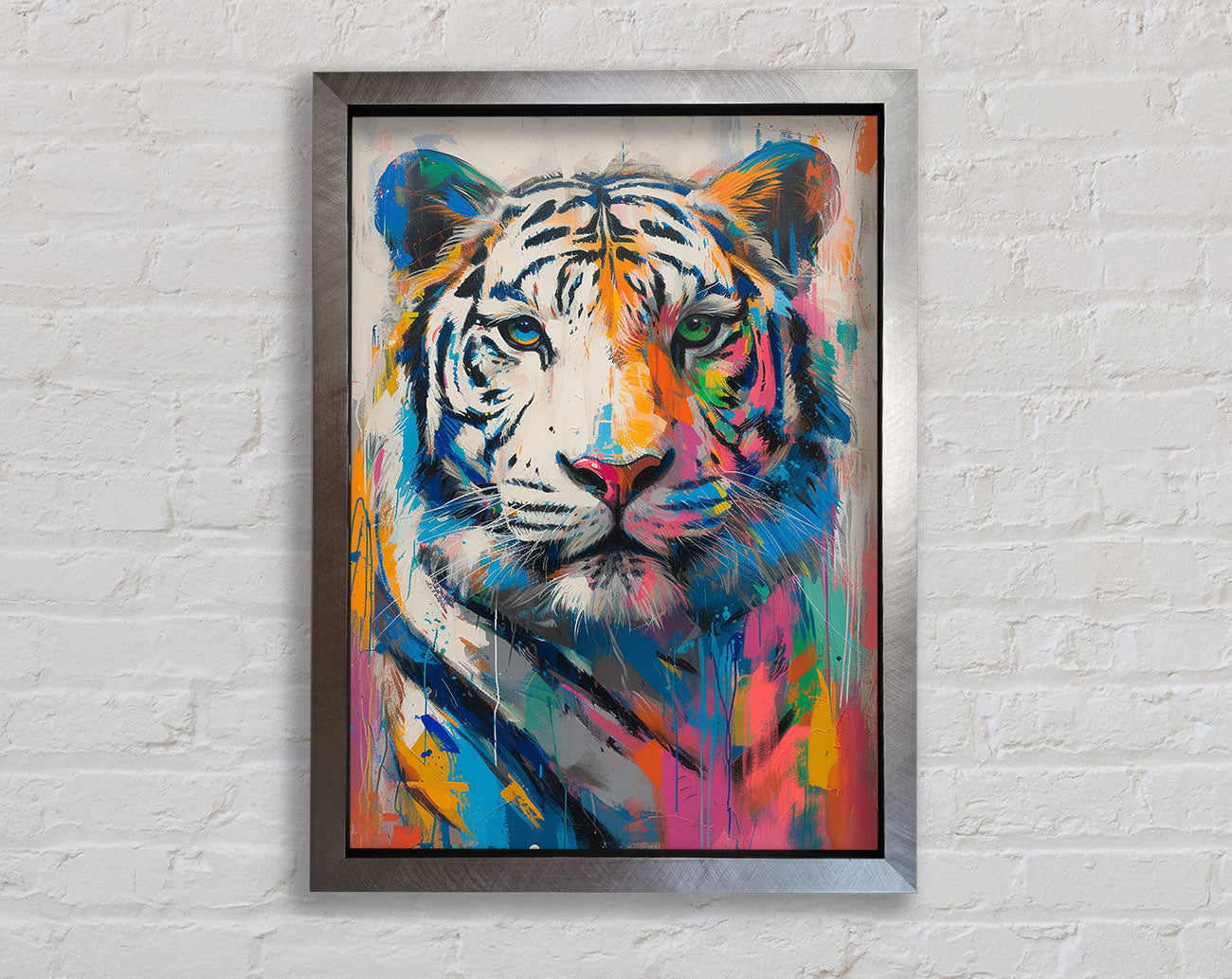 White Tiger Colour Framed Print