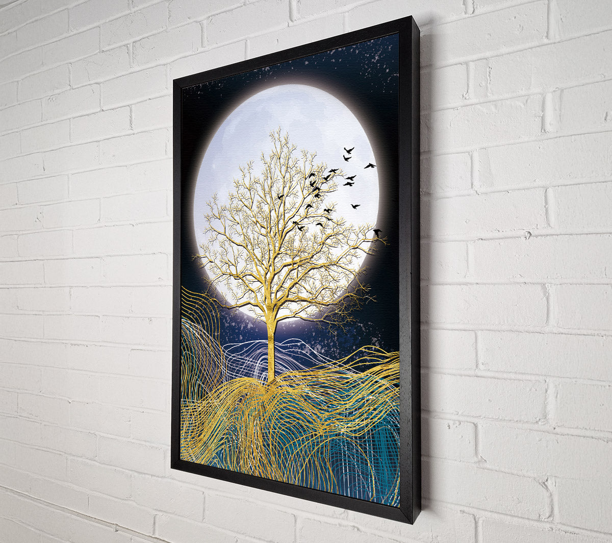 Yellow Tree Moonlight Canvas Wall Art
