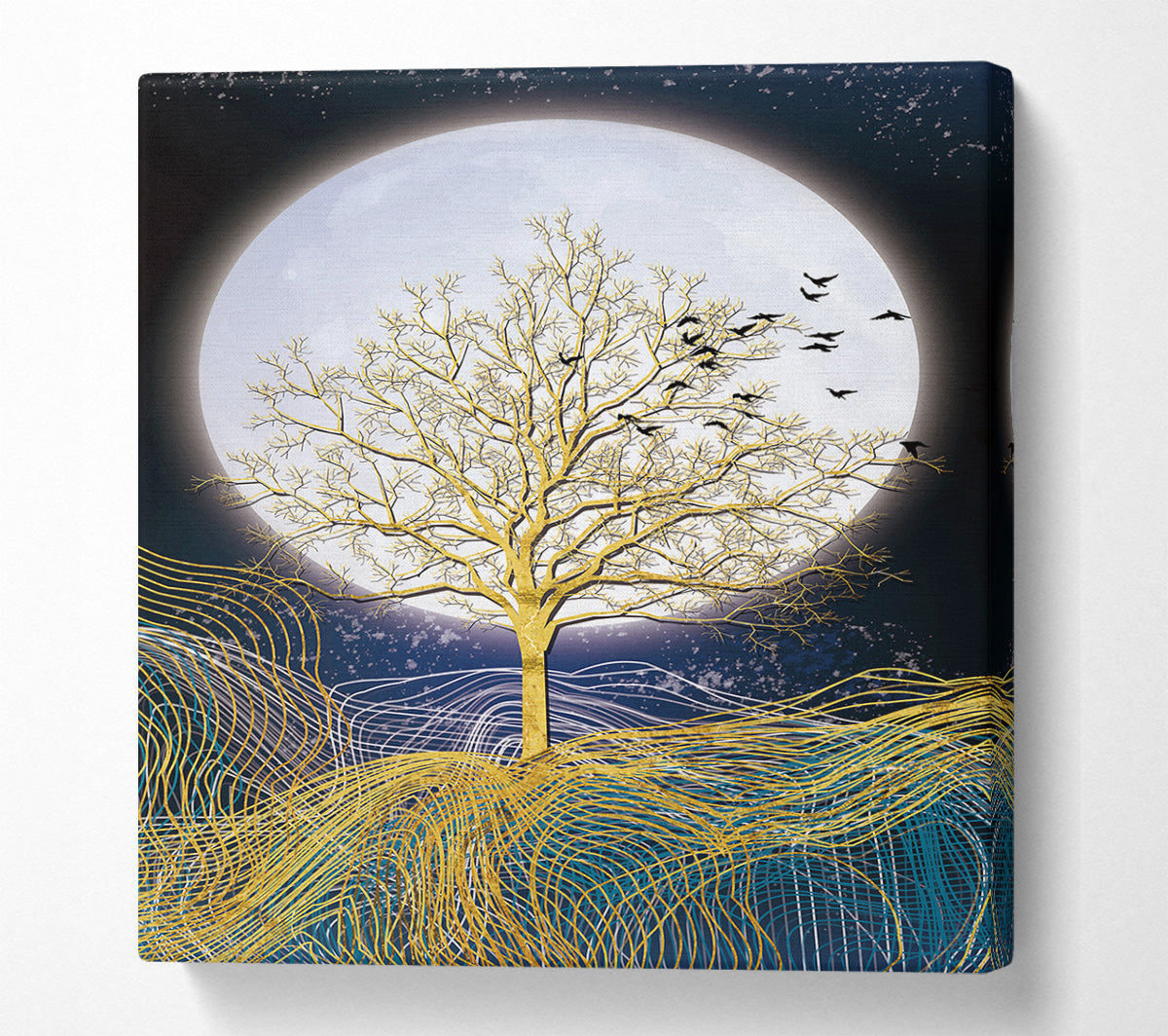 Yellow Tree Moonlight Canvas Wall Art