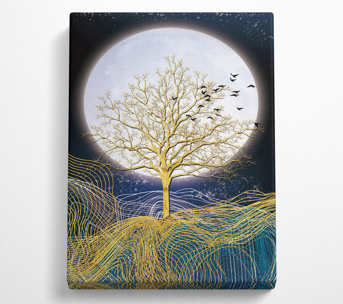 Yellow Tree Moonlight Canvas Wall Art