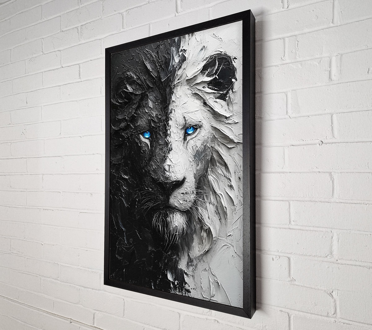 Ying And Yang Lion Canvas Wall Art