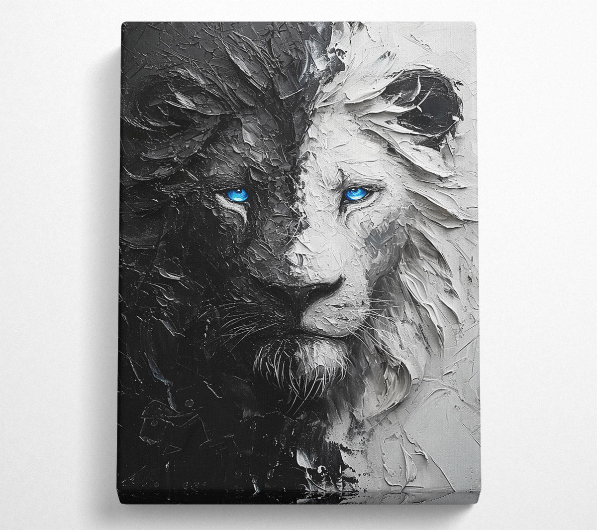 Ying And Yang Lion Canvas Wall Art