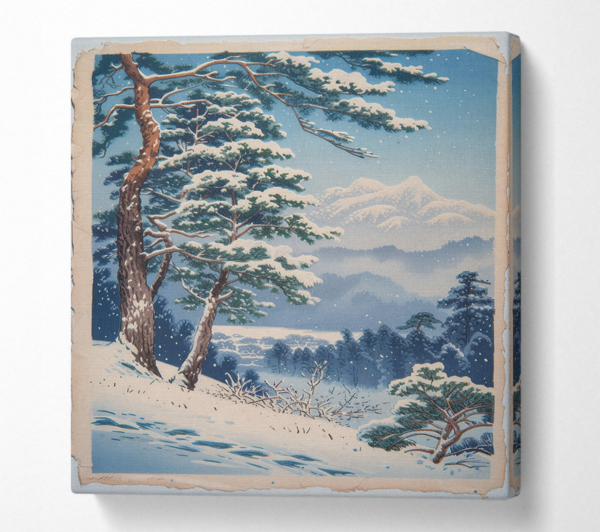 Snow-Covered Trees And Mountains Canvas Wall Art
