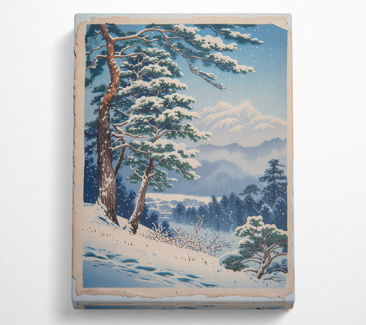 Snow-Covered Trees And Mountains Canvas Wall Art