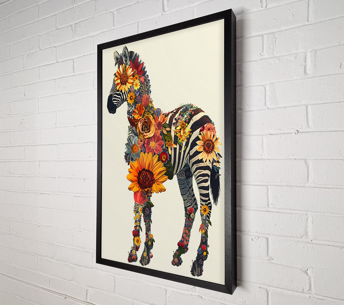 A Colorful Floral Zebra Canvas Print
