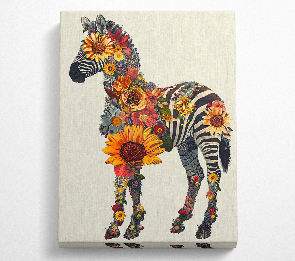A Colorful Floral Zebra Canvas Print