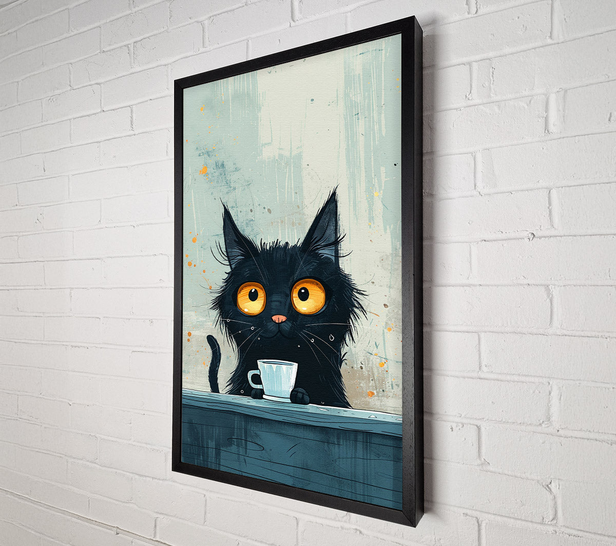 A Cat'S Morning Cup Canvas Wall Art