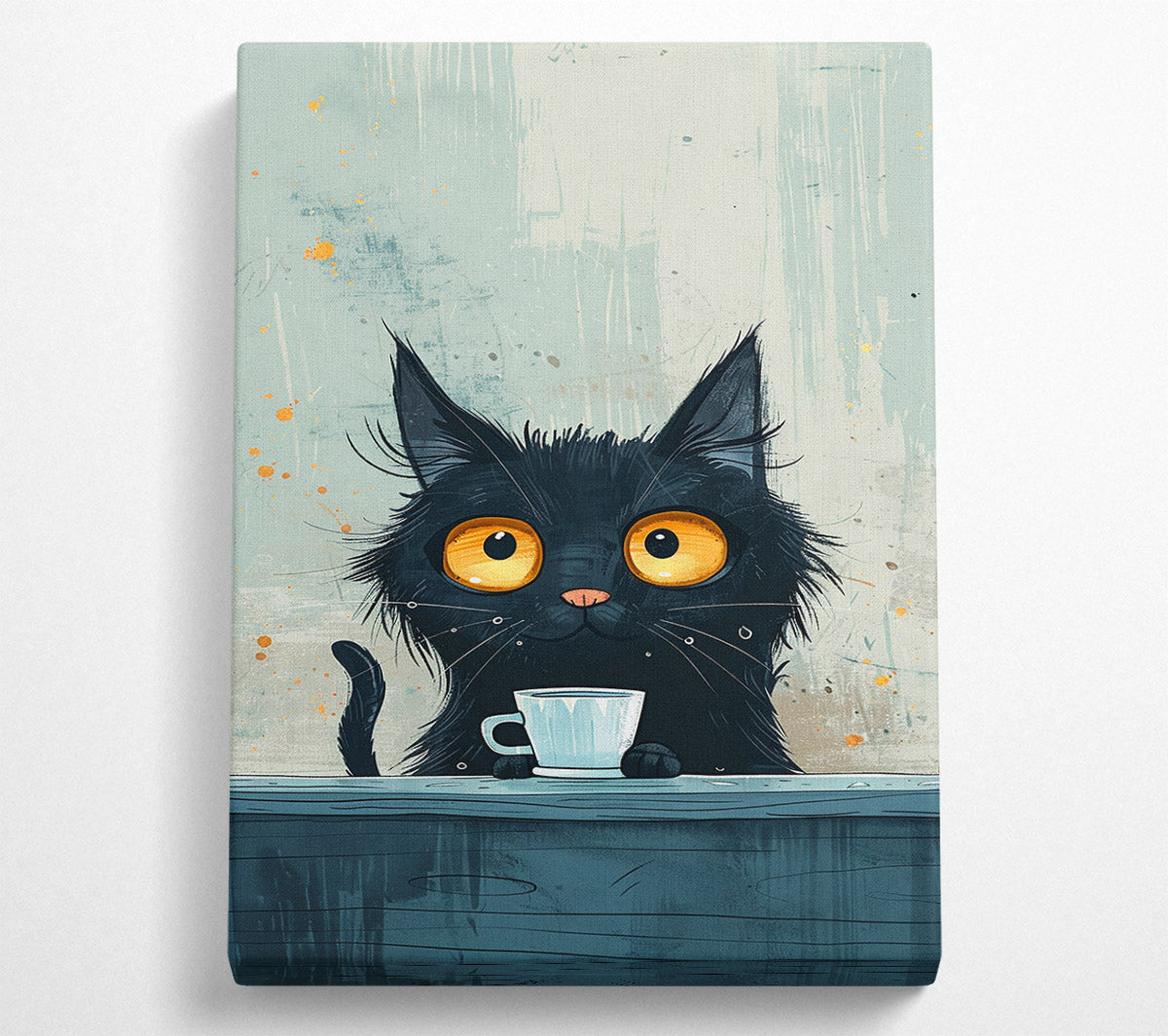 A Cat'S Morning Cup Canvas Wall Art