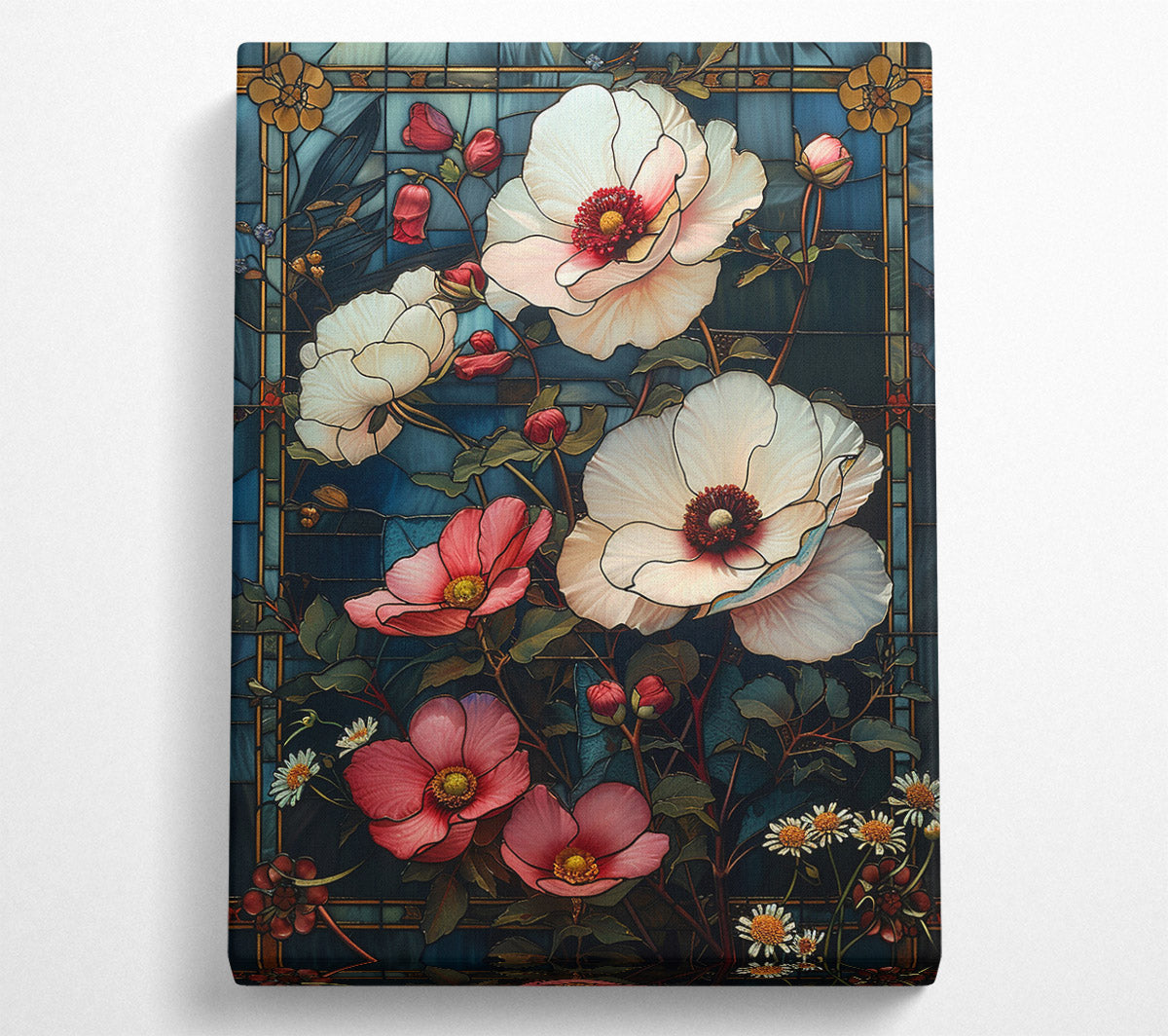 Stained Glass Peonies Canvas Wall Art
