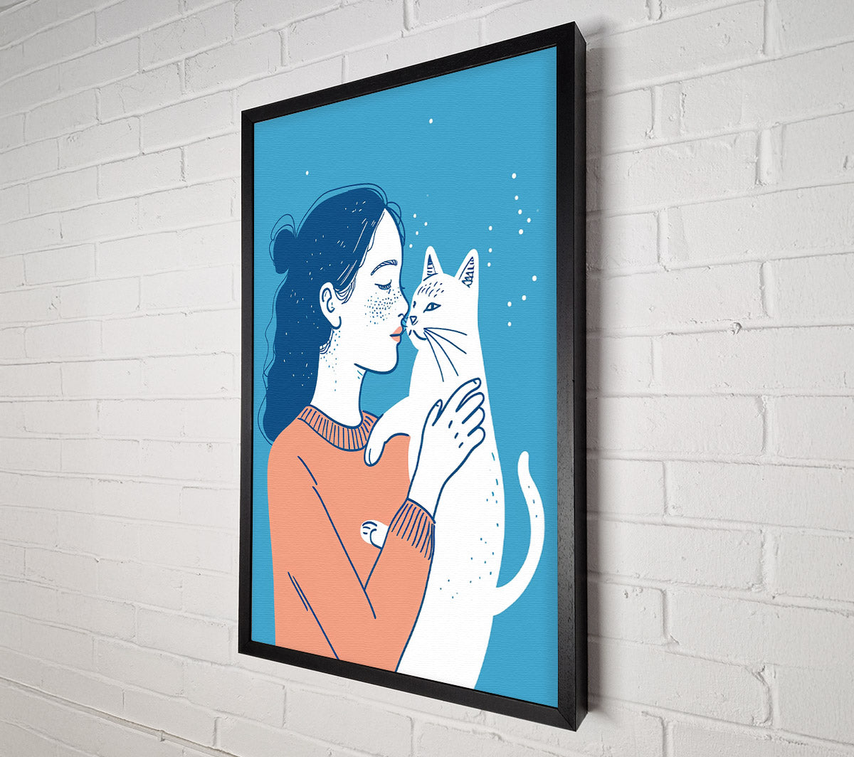 A Girl And Her Cat Canvas Wall Art