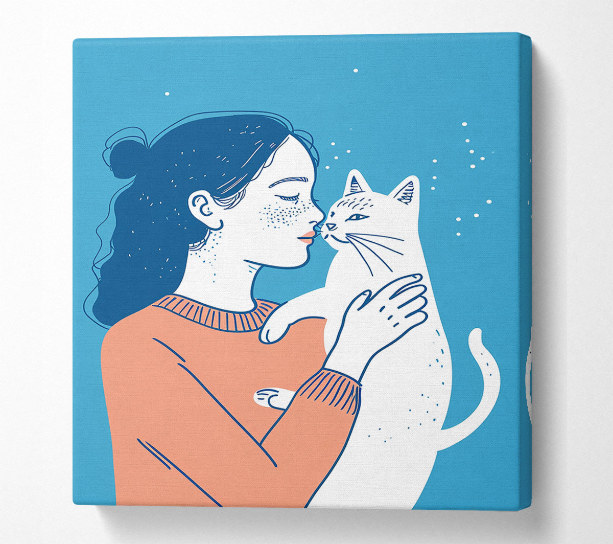 A Girl And Her Cat Canvas Wall Art