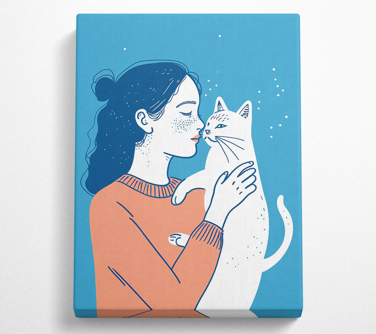 A Girl And Her Cat Canvas Wall Art