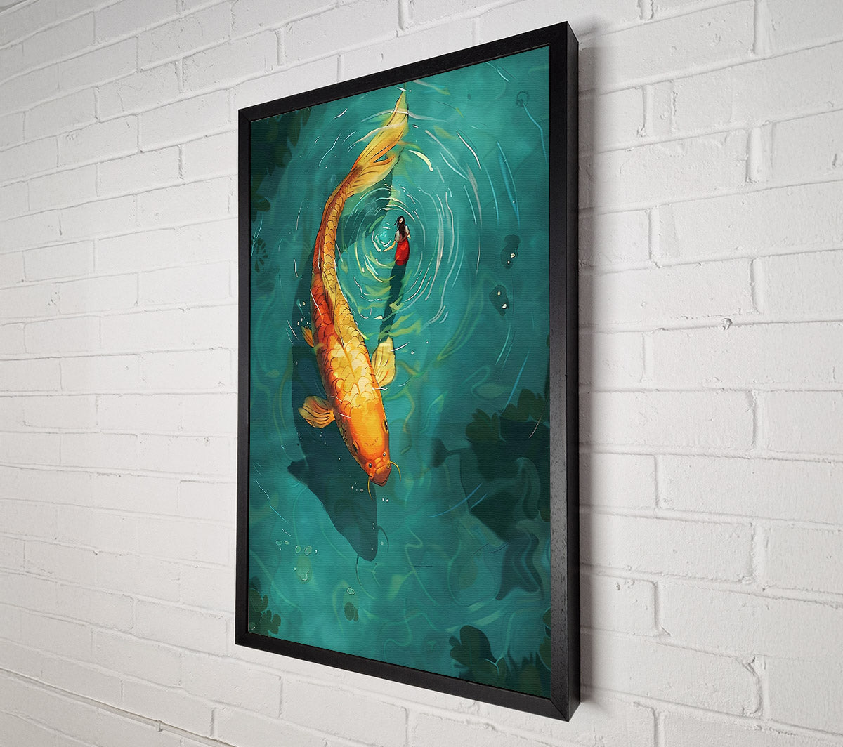The Girl And The Koi Canvas Wall Art