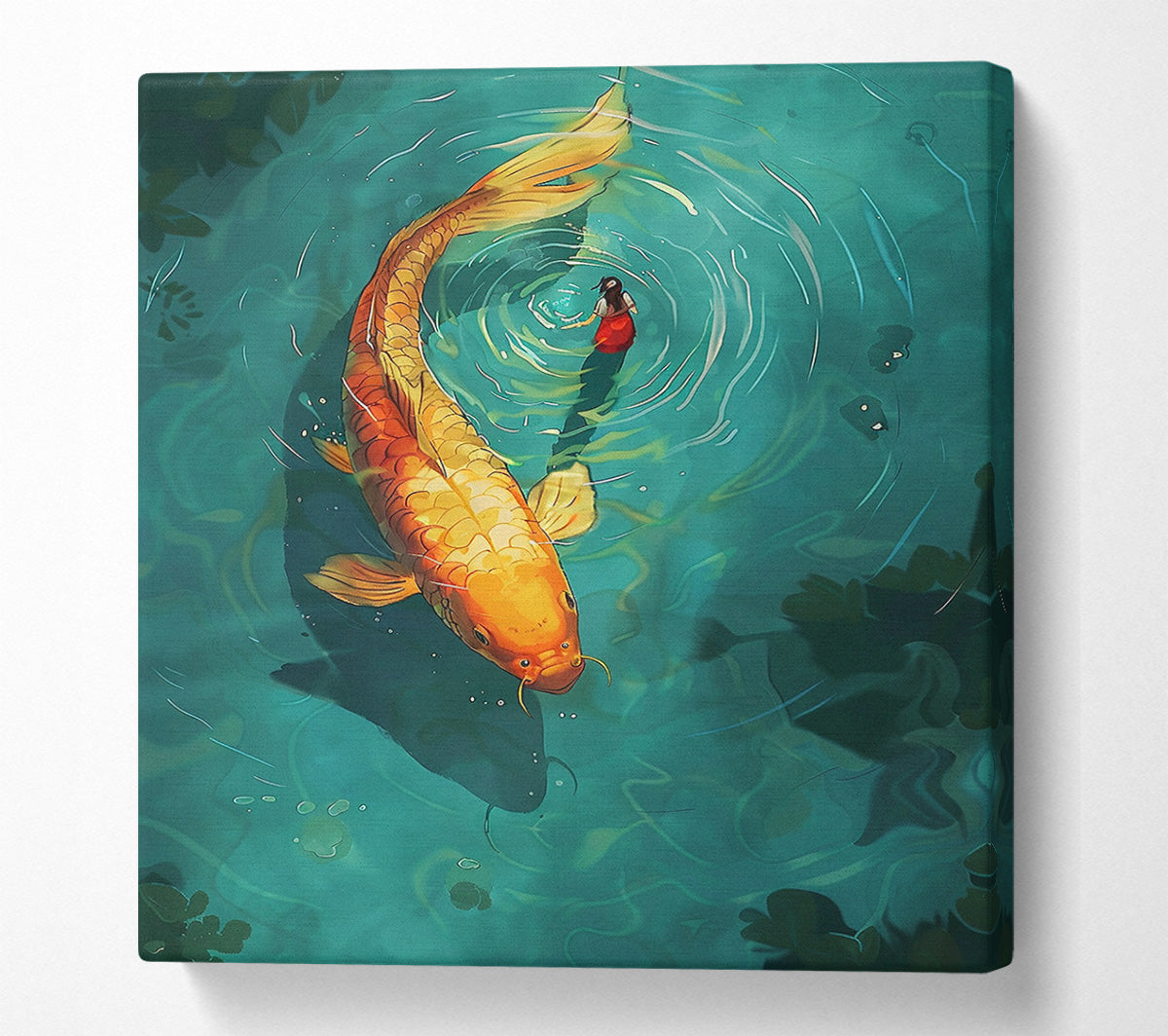The Girl And The Koi Canvas Wall Art