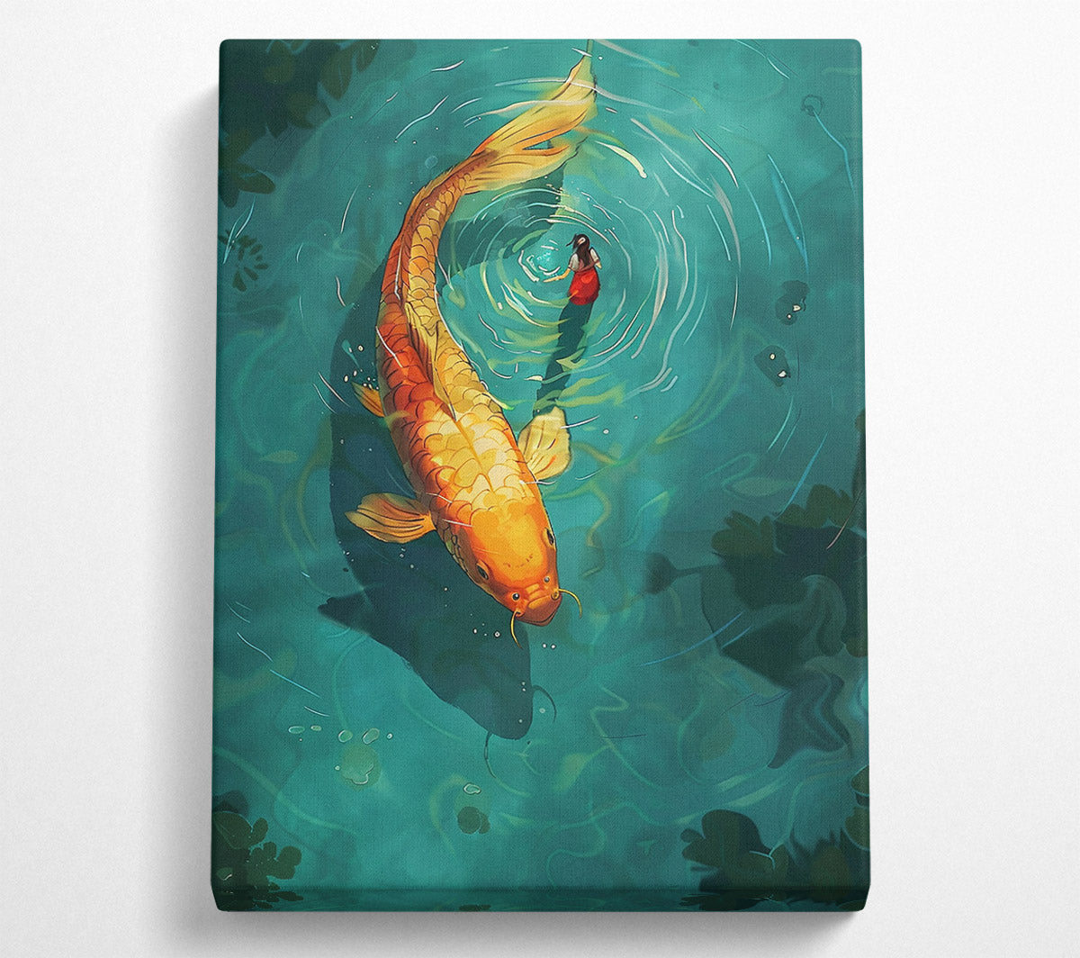 The Girl And The Koi Canvas Wall Art