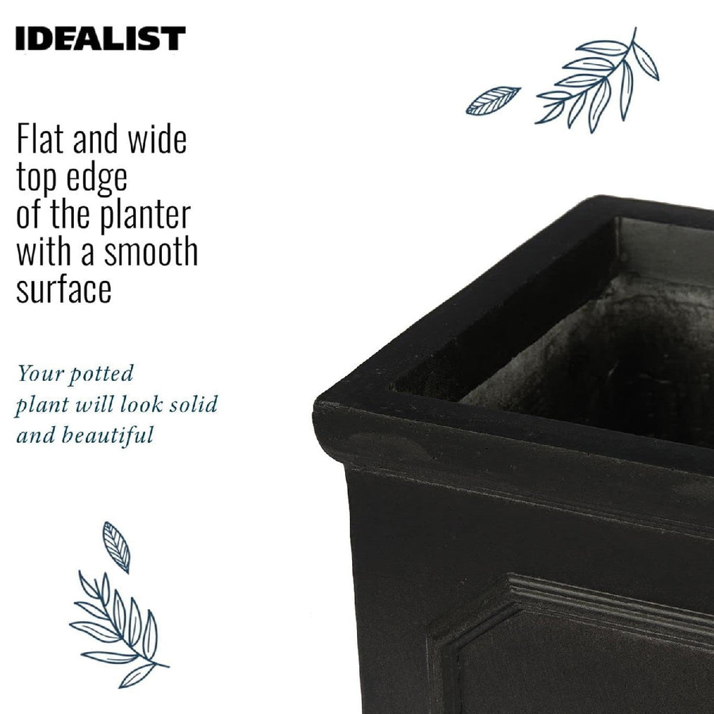 IDEALIST Lite Chelsea Flower Box Square Garden Planter, Faux Lead Light Stone Outdoor Plant Pot W22 H22 L22 cm, 11L