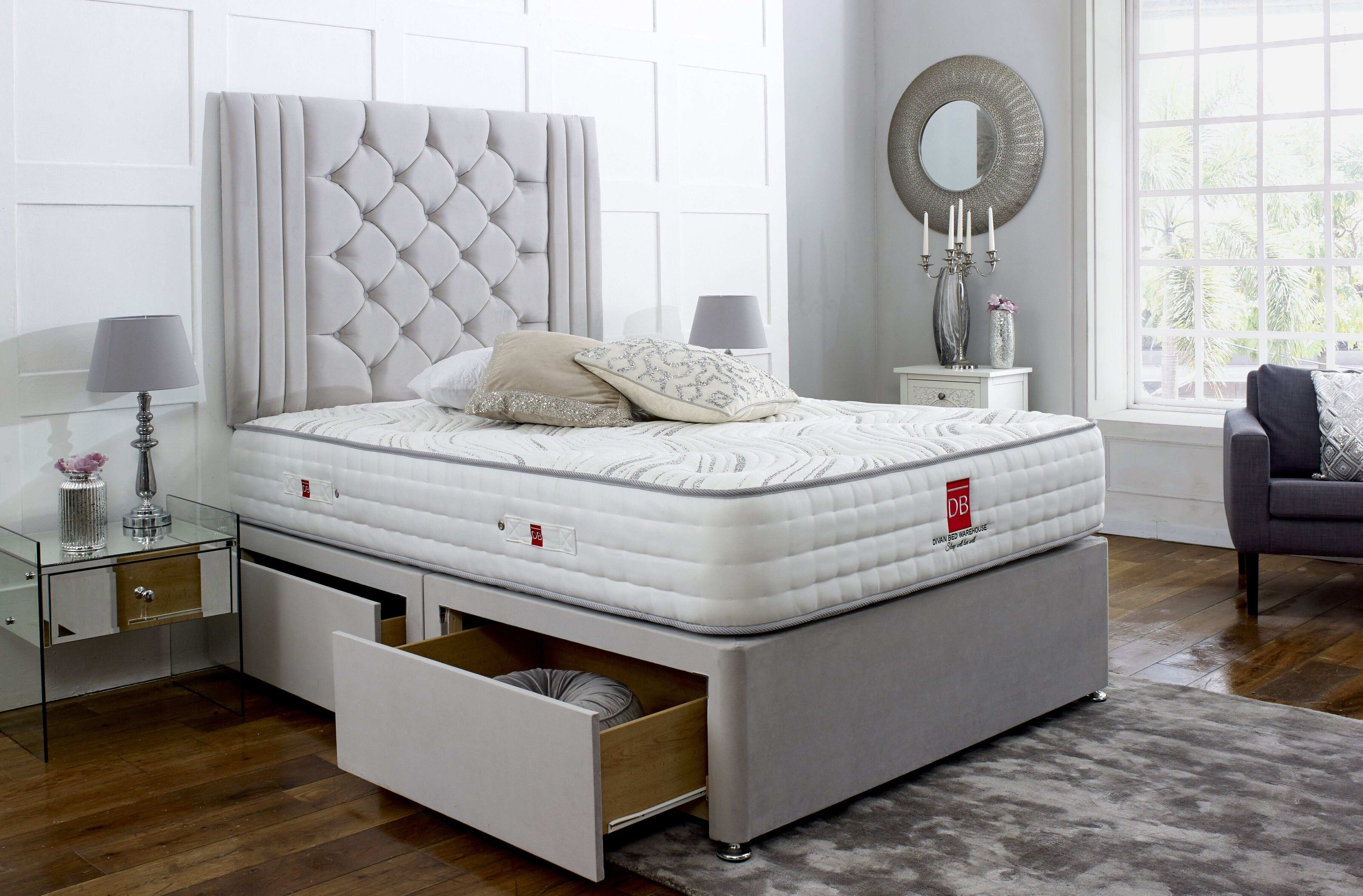 Regal Divan Bed Set with Tall Button Headboard