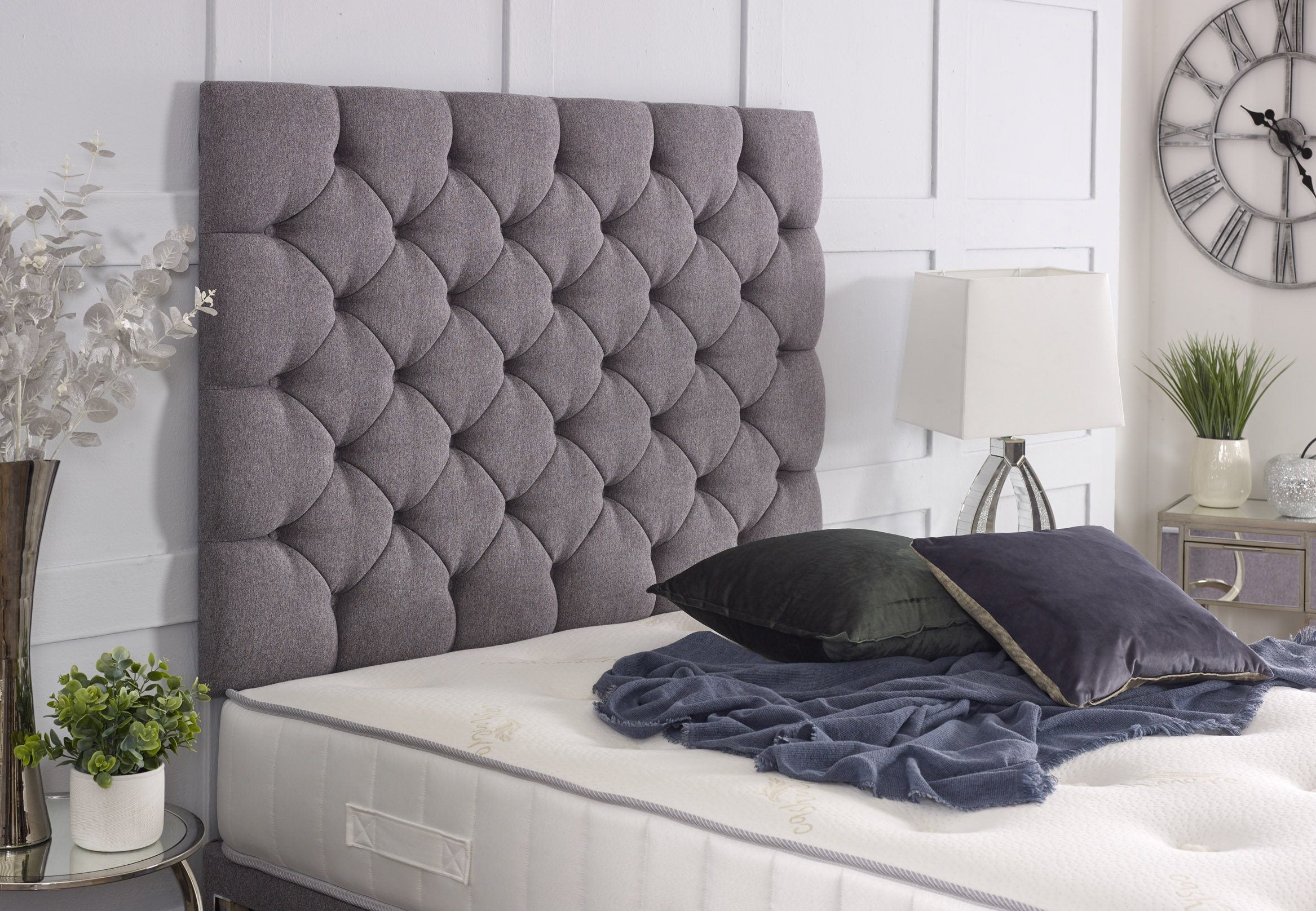 Chessington Divan Bed Set with Tall Button Headboard