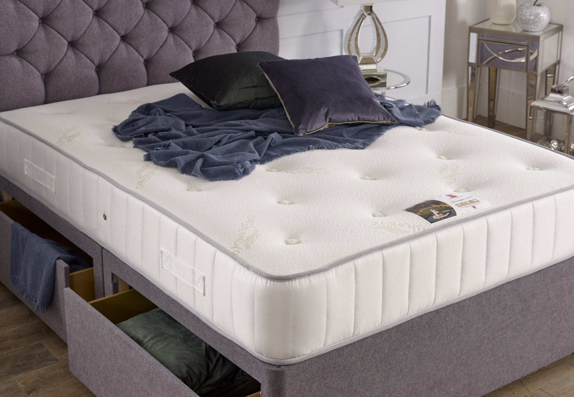 Chessington Divan Bed Set with Tall Button Headboard