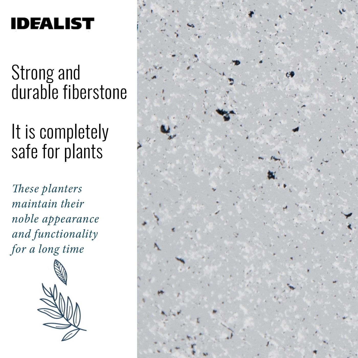 IDEALIST Lite Contemporary Flower Box Square Garden Planter, Light Concrete Outdoor Large Plant Pot H30 L30 W30 cm, 28L