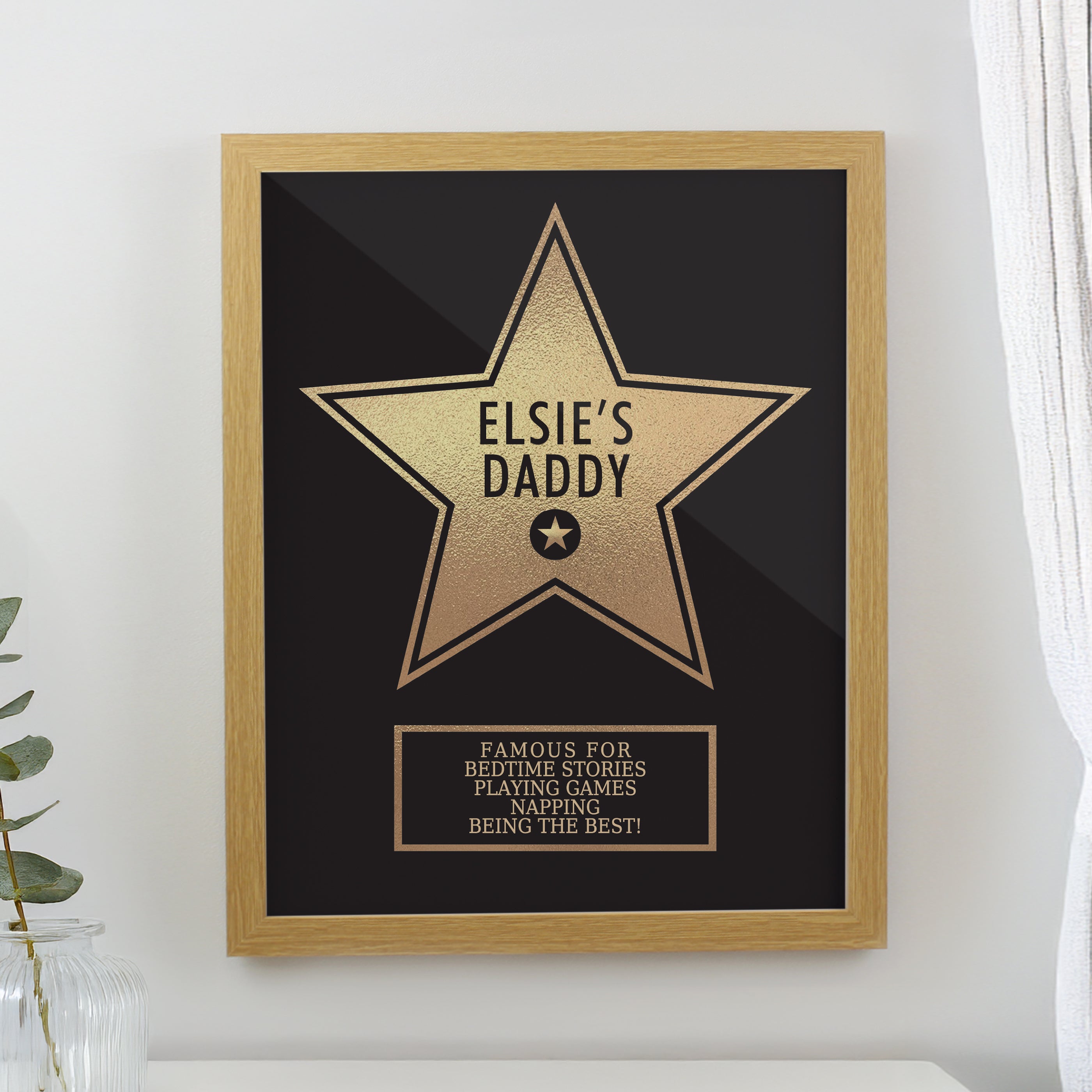Personalised Star Award Oak Poster Frame