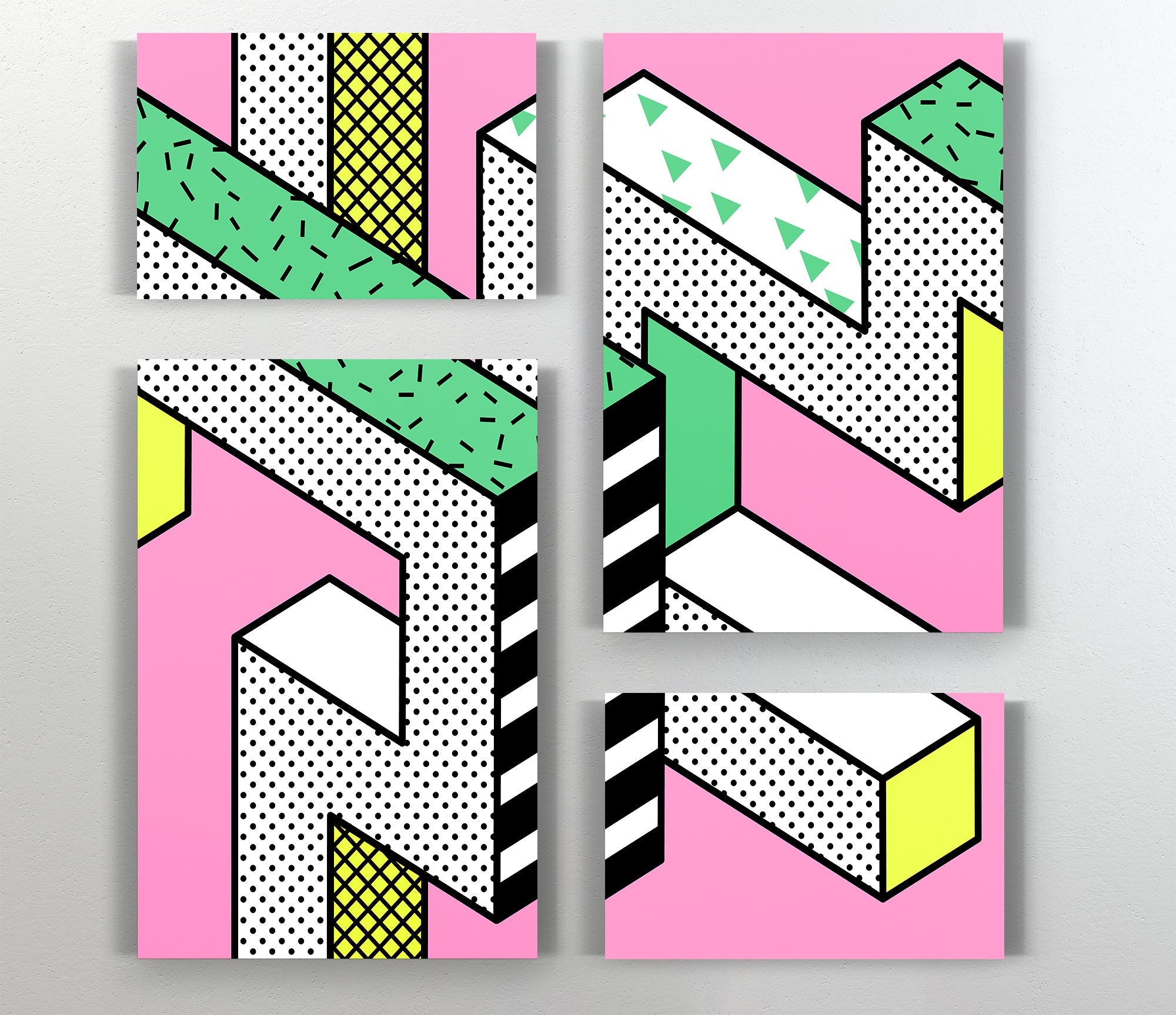 Retro Shapes Pink Canvas Wall Art
