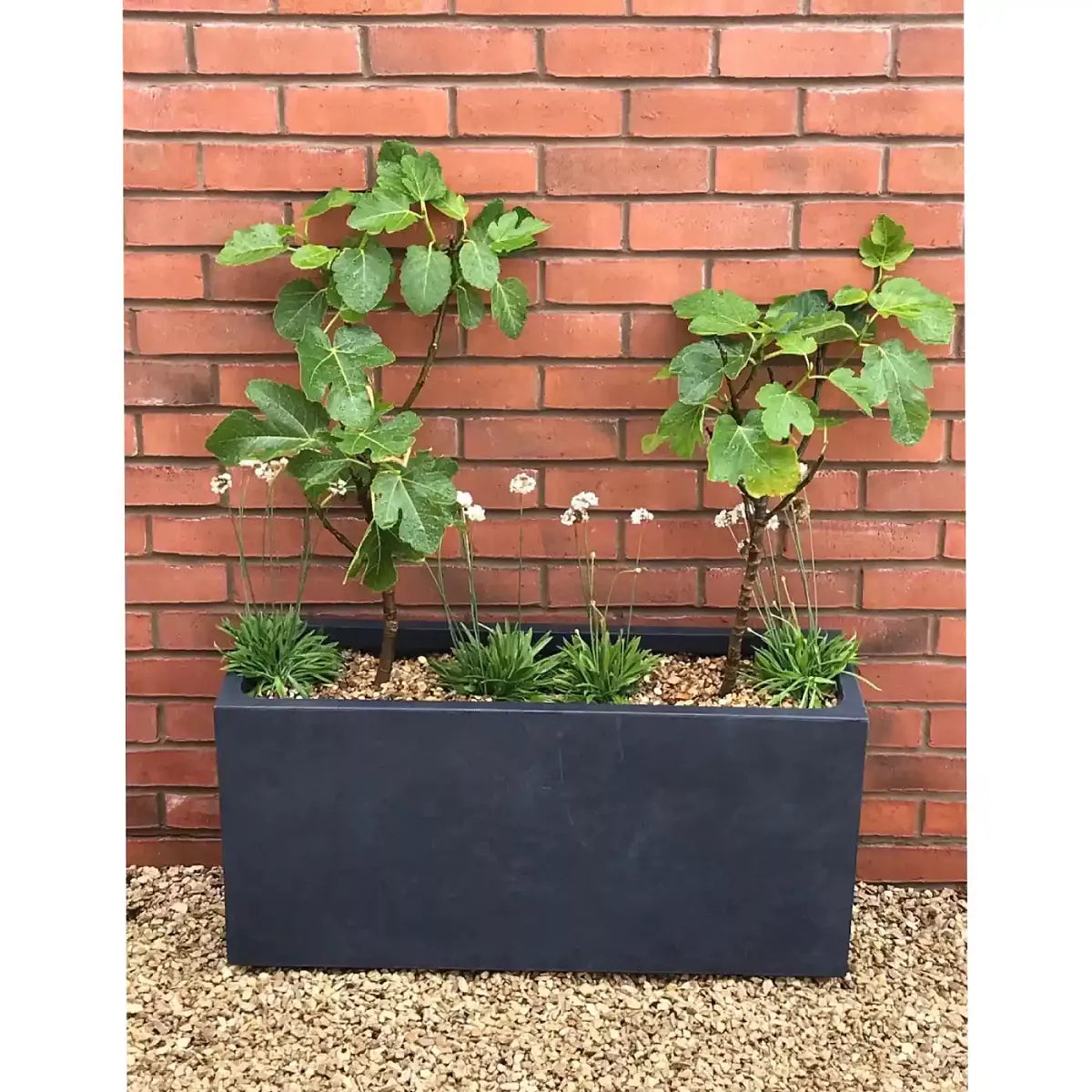 IDEALIST Lite Contemporary Trough Garden Planter, Faux Lead Light Concrete Outdoor Large Plant Pot H41 L85 W26 cm, 91L